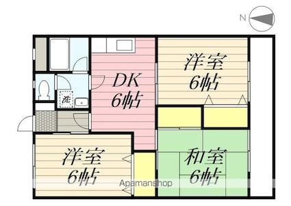 和歌山県和歌山市新中島[3DK/56.55m2]の間取図