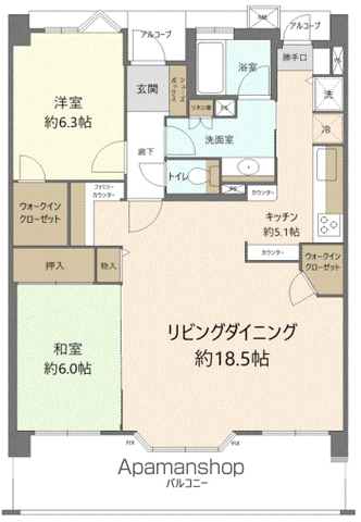 レクセルマンション三鷹の森の間取り写真