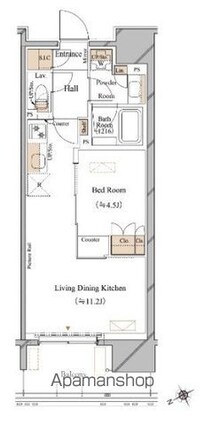 ブランシエスタ浅草蔵前[1LDK/37.6m2]の間取図
