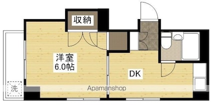 広島県広島市中区竹屋町[1DK/20.72m2]の間取図