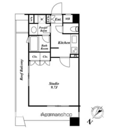 スペーシア三軒茶屋弐番館[1R/30.2m2]の間取図