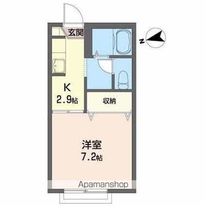 ボナール上川[1K/24.7m2]の間取図