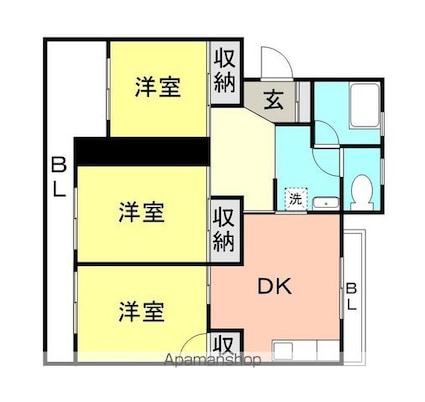 ハイツ松江[3DK/69.85m2]の間取図