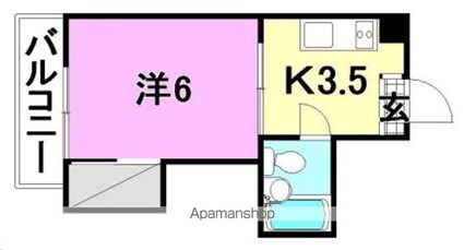 峰ハイツ[1K/19.84m2]の間取図
