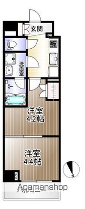 ブライズ宮崎台[1K/25.71m2]の間取図