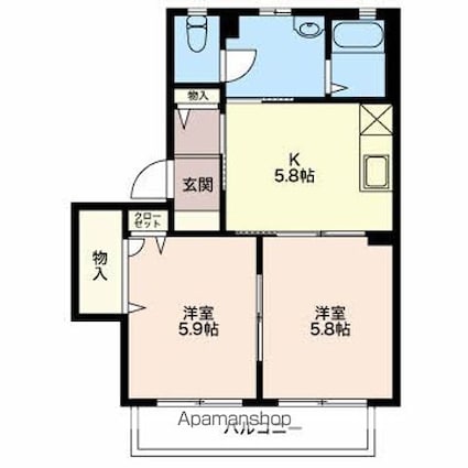 エスワイ杉山[2K/42.25m2]の間取図