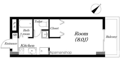 メゾンアペックス[1K/24.96m2]の間取図
