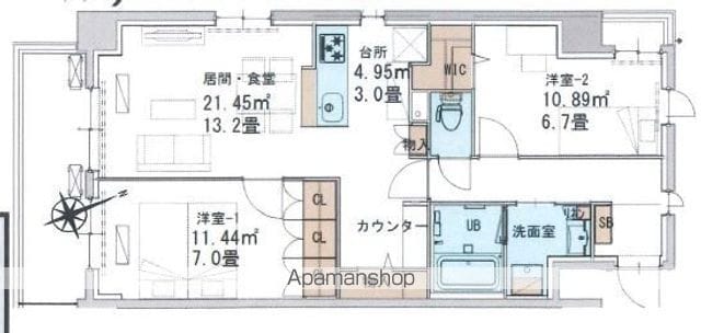 【昭島市中神町のマンションの間取り】