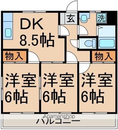 ルミエール　岸[3DK/60.06m2]の間取図