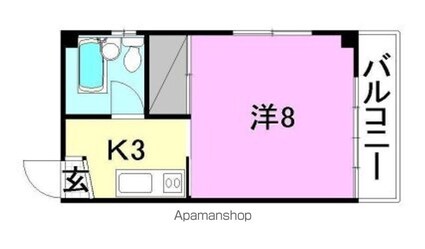 第一曙マンション[1K/22.68m2]の間取図