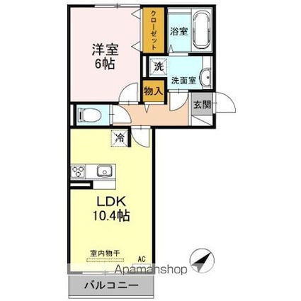 ティーガーデンレジデンス[1LDK/42.62m2]の間取図