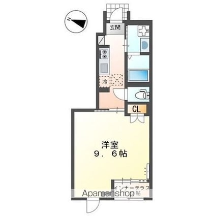 オキグレイス[1K/33.39m2]の間取図