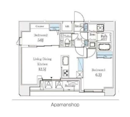 クラリティア文京湯島[2LDK/52.75m2]の間取図