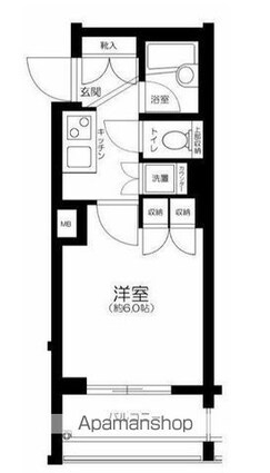 パレステュディオ新宿御苑駅前[1K/20.38m2]の間取図