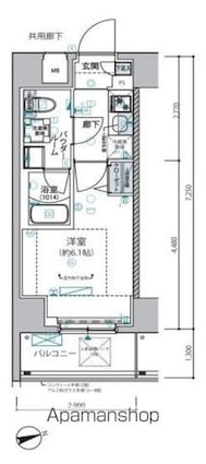 ヴァローレ松戸フィーロ[1K/21.02m2]の間取図