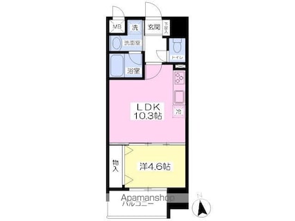 アーバン勝山町[1LDK/37.41m2]の間取図
