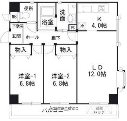 セヴェル方南町[2LDK/67.68m2]の間取図