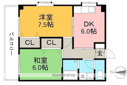 メゾン土佐[2DK/44.3m2]の間取図