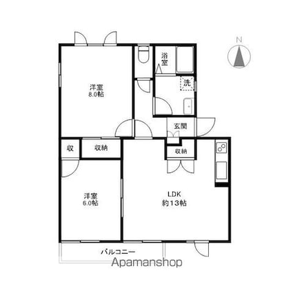 フレグランスモア綱島Ｍ棟[2LDK/66.75m2]の間取図