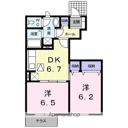 タイムライトシティ　Ｂ[2DK/46.92m2]の間取図