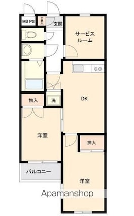 東京都立川市富士見町６丁目[2SDK/50m2]の間取図