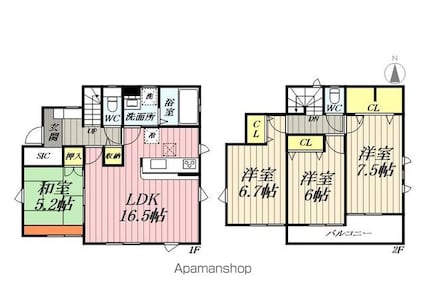 埼玉県三郷市鷹野４丁目[4LDK/100.19m2]の間取図