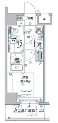 ヴァローレ松戸フィーロ[1K/21m2]の間取図
