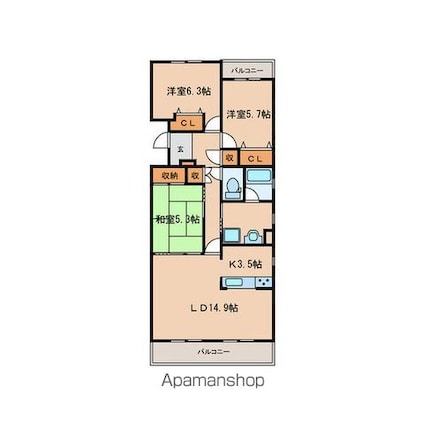 ベルコート大島[3LDK/82.8m2]の間取図