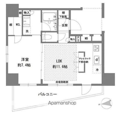 ラグゼナ八王子横山町[1LDK/45.2m2]の間取図