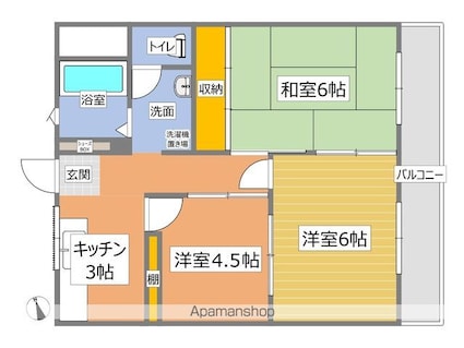 グランドハイツコクボ[3K/52.06m2]の間取図