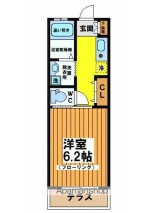 東京都世田谷区赤堤３丁目[1K/21.43m2]の間取図