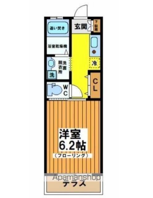 東京都世田谷区赤堤３丁目[1K/21.43m2]の間取図