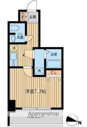ＫＤＸレジデンス立川[1K/26.5m2]の間取図
