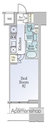 ルフォンブランシェ品川南大井[1K/25.85m2]の間取図