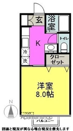 クリア塩尻[1K/26.4m2]の間取図