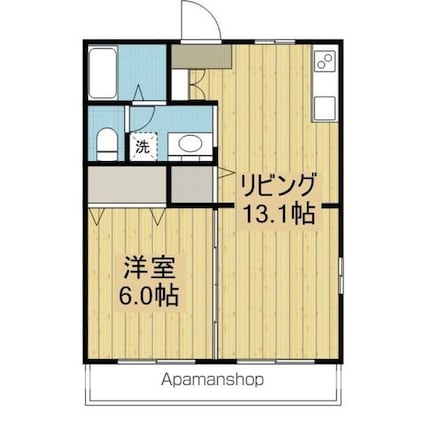 フォブール一色Ⅲ[1LDK/39.74m2]の間取図
