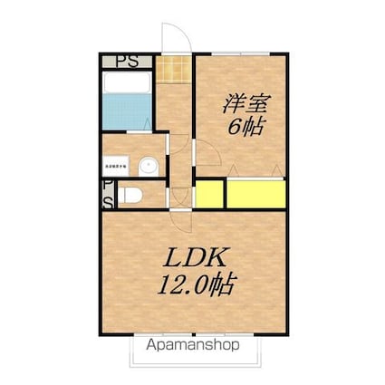 Ｓｕｒｐｌｕｓ　Ｔｗｏ中島ハイツ[1LDK/44.72m2]の間取図