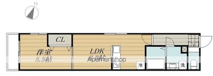ＭＥＬＤＩＡ福生Ⅲ[1LDK/32.92m2]の間取図