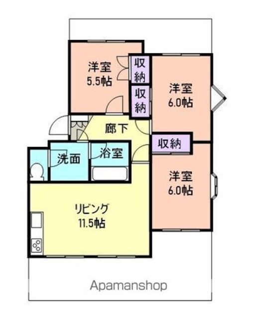 フォーシーズン和歌山Ⅰ[3LDK/65.88m2]の間取図