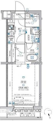 東京都中野区江原町１丁目[1K/25.56m2]の間取図