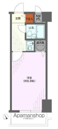 ビューシティ新宿御苑[1K/23.6m2]の間取図