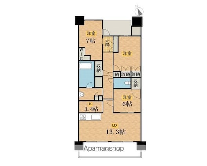 東京都八王子市大和田町６丁目[3LDK/75.46m2]の間取図