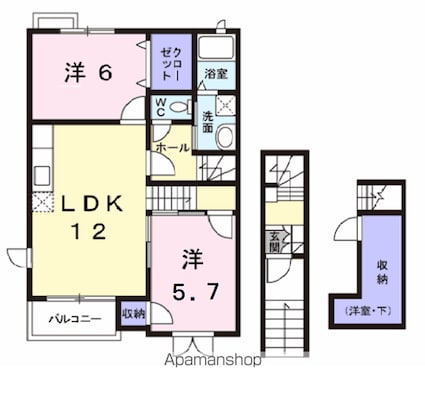 コンフォルターブルⅠ[2LDK/64.32m2]の間取図