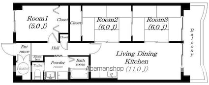 滋賀県栗東市高野[3LDK/60.75m2]の間取図