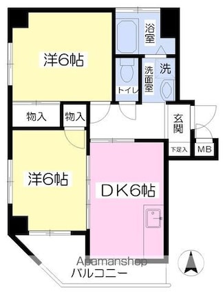 河野マンション[2DK/41.25m2]の間取図