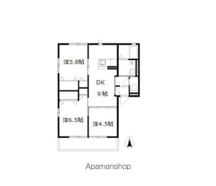 フォレストハイムＡ　[3DK/57.3m2]の間取図