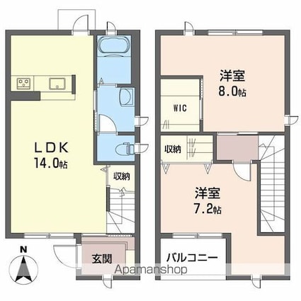 シャーメゾンあざみ野[2LDK/69.93m2]の間取図