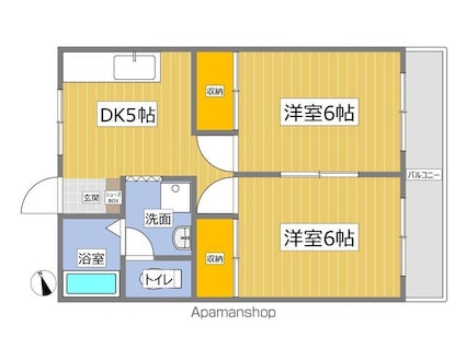 グランドハイツコクボ[2K/39.7m2]の間取図