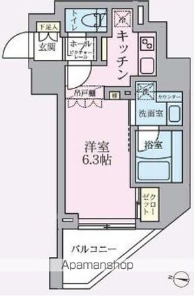 東京都中野区中野３丁目[1K/25.19m2]の間取図