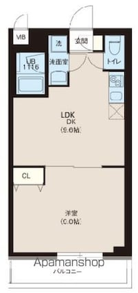 レオーネ志村坂上[1K/38.7m2]の間取図